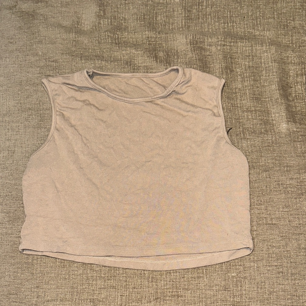Women’s Sleeveless Crop Tank Top - Light Taupe